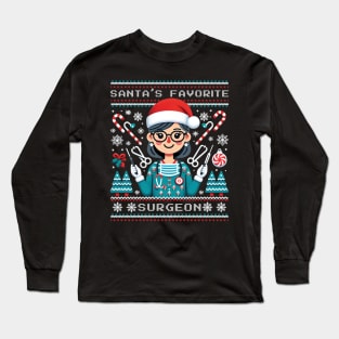 Santa's favorite surgeon - ugly sweater design Long Sleeve T-Shirt